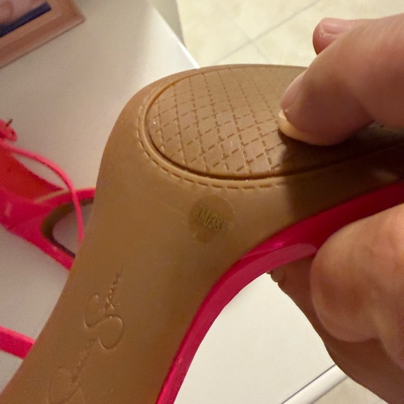 Jessica Simpson Bright Pink Patent Ankle-Strap Stilettos - Picture 6 of 6